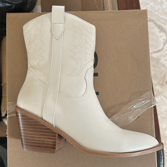 Women's Embroidered Western Cowboy Boots Short Ankle Stitching Cowgirl Boots - Picture 6 of 6